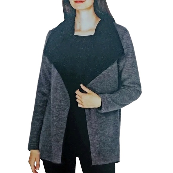 Nicole Miller Cardigan Jacket Coat Sherpa Lined Duster Large Lapel Cosy Warm - Picture 2 of 9